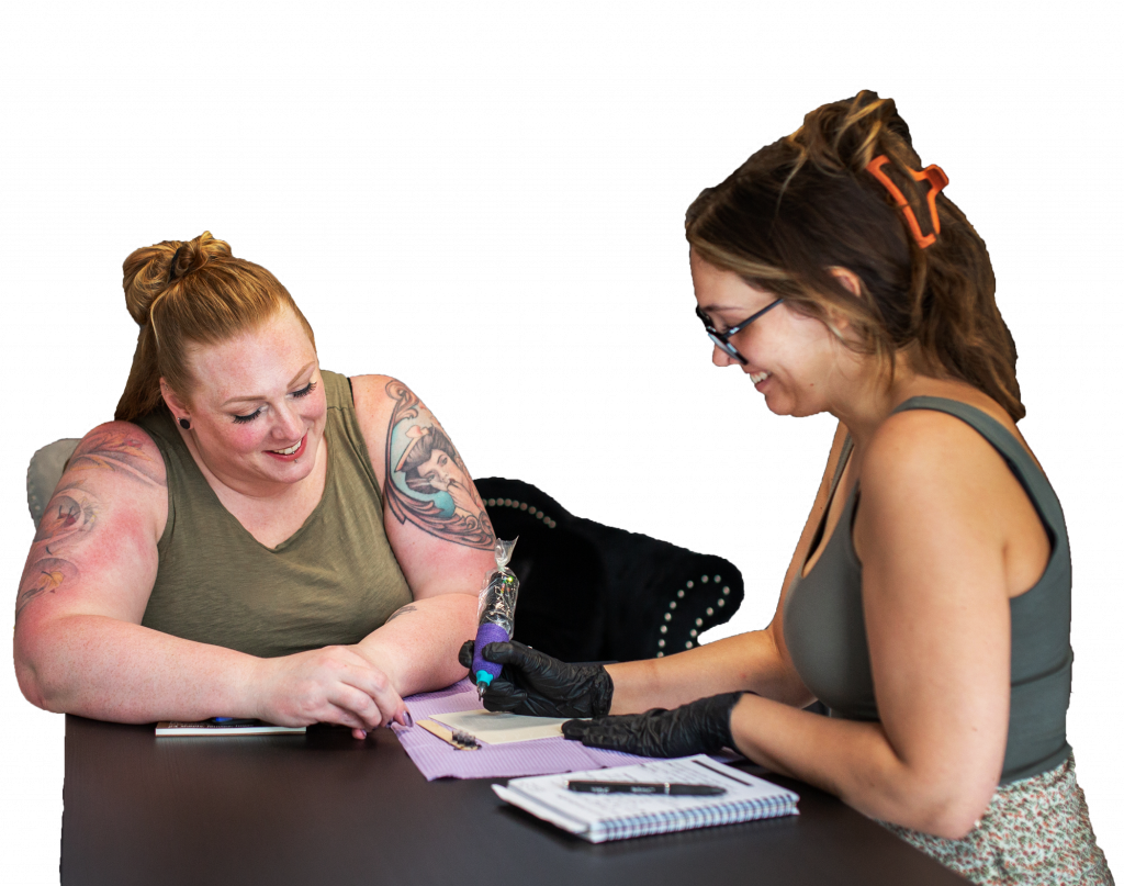 Hands-on cosmetic tattoo training session at Painted Lady Studios in Syracuse NY.